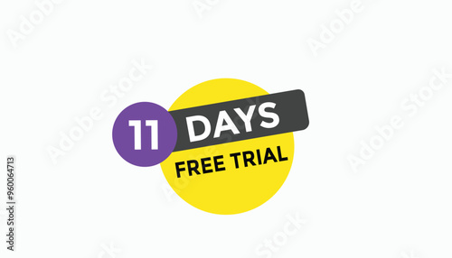 11 days free trial Countdown number banner templates. time icon. Vector Illustration 
