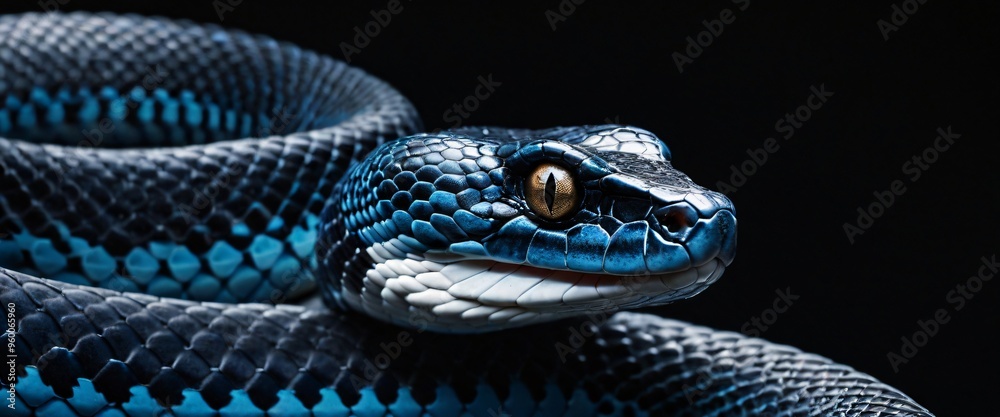 Obraz premium close-up of a snake with striking blue scales