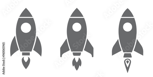 Rocket icon set. Rocket vector symbols. Vector illustration