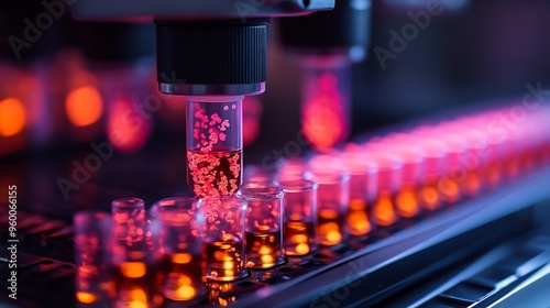 Closeup of a liquid biopsy sample being analyzed for circulating tumor DNA on a digital screen photo