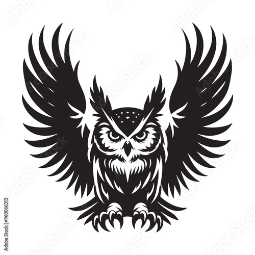 Simple Owl Bird Silhouette Vector Design on White Background for Digital Art 