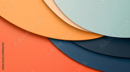 Colorful overlapping curved paper layers creating a modern abstract background