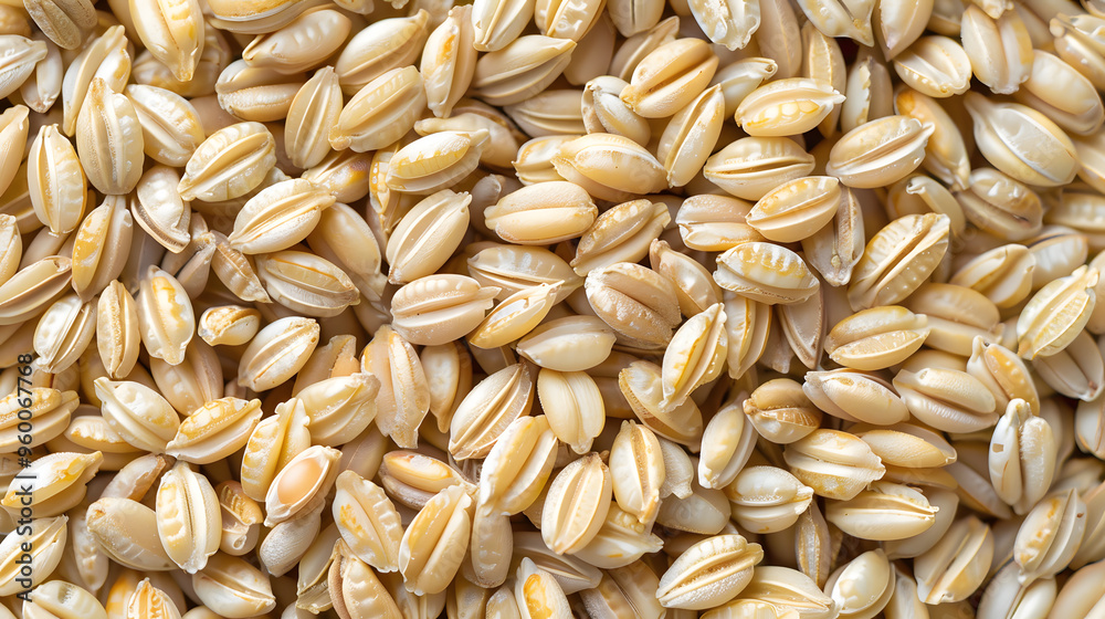 A close-up image of hulled barley grains, showcasing their light brown color and natural texture. Perfect for themes related to healthy eating, whole grains, and plant-based nutrition. A close-up image of hulled barley grains, showcasing their light brown color and natural texture. Perfect for themes related to healthy eating, whole grains, and plant-based nutrition.