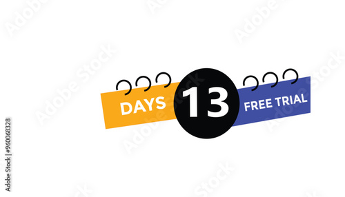 13 days free trial Countdown number banner templates. time icon. Vector Illustration