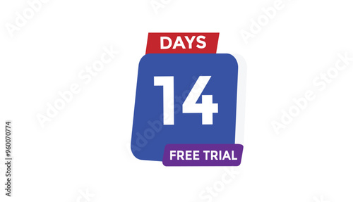 14 days free trial Countdown number banner templates. time icon. Vector Illustration 