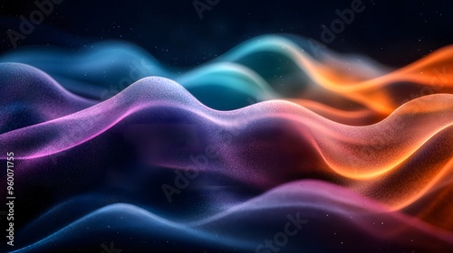 Abstract Colorful Wavy Background with Glowing Particles