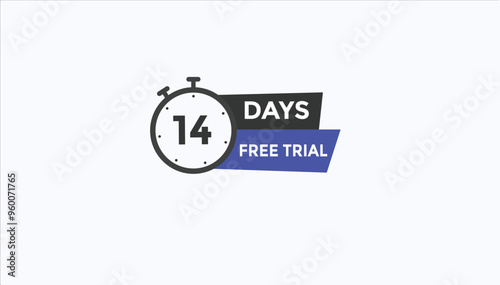 14 days free trial Countdown number banner templates. time icon. Vector Illustration 