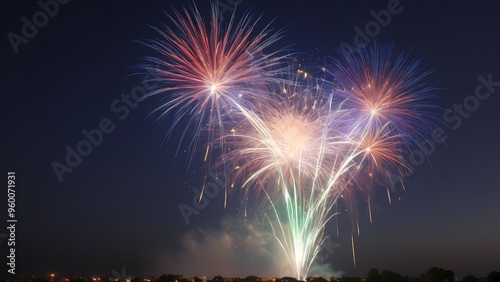 fireworks over the bright city