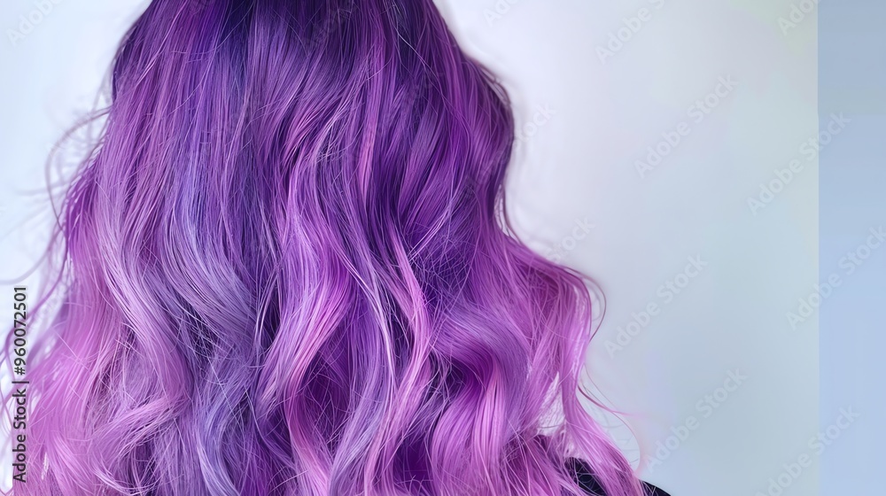Close-up of purple and pink hair with a white background. Close-up of purple and pink hair with a white background.