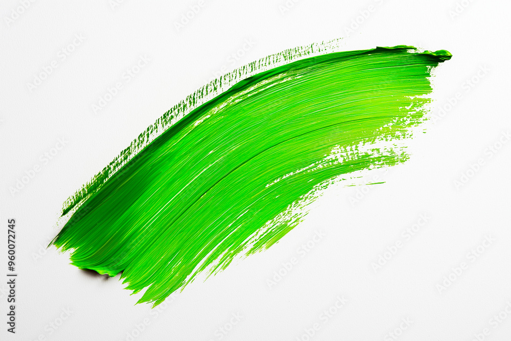 bright green brush stroke of paint on white background bright green brush stroke of paint on white background
