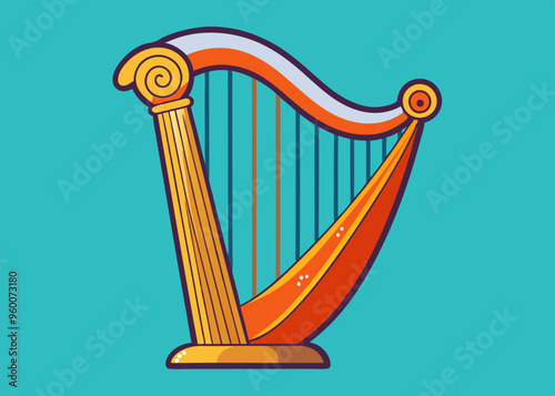 Vector drawing of a harp
