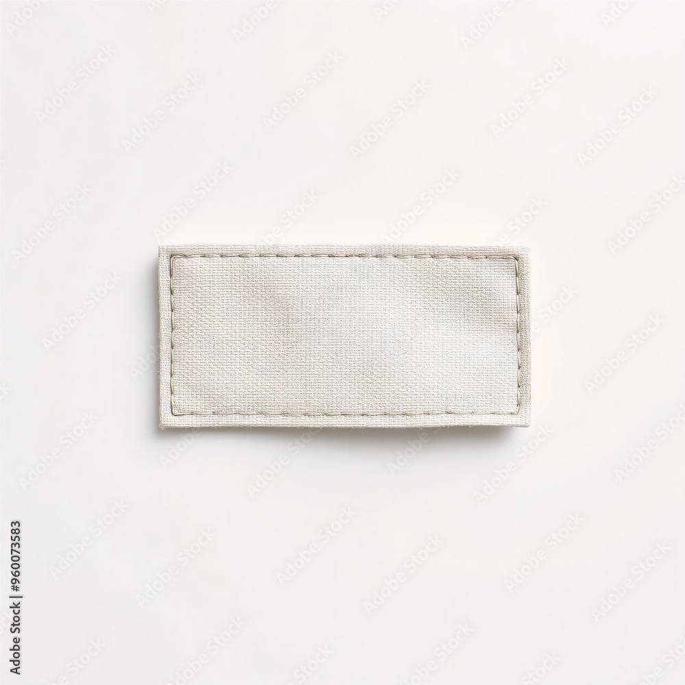 Minimalist cloth label mockup with no text, lying flat on a smooth white background Minimalist cloth label mockup with no text, lying flat on a smooth white background