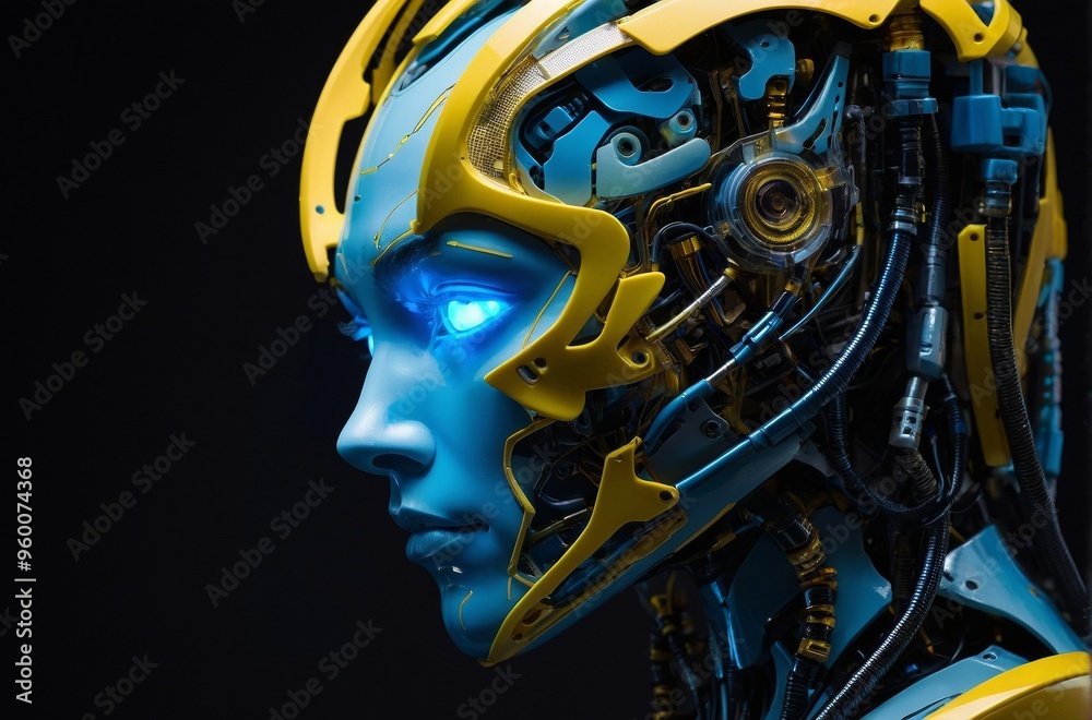 Cybernetic humanoid portrait with intricate mechanical details Cybernetic humanoid portrait with intricate mechanical details