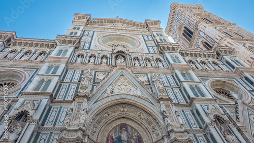 view of the architecture of the famous cathedral of Florence in Italy