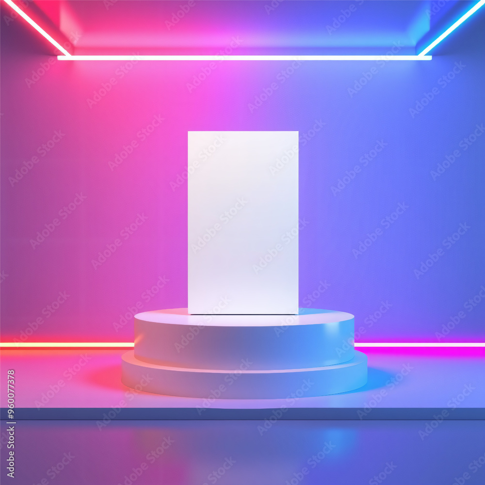 a blank label mobile box mock-up with a neon light ambience a blank label mobile box mock-up with a neon light ambience