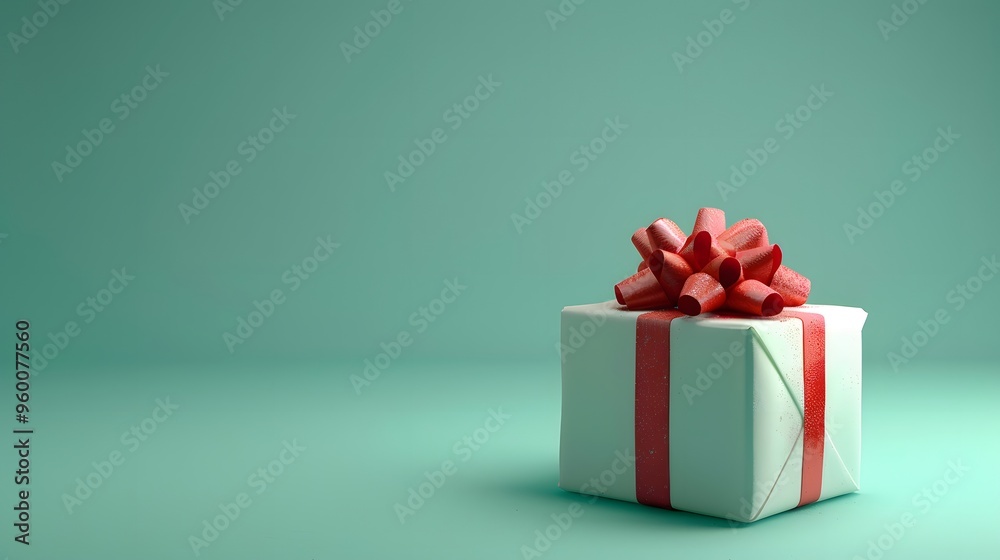 Fototapeta premium Christmas gift boxes collection, Christmas tape rope, on a green tosca background, banner for website.