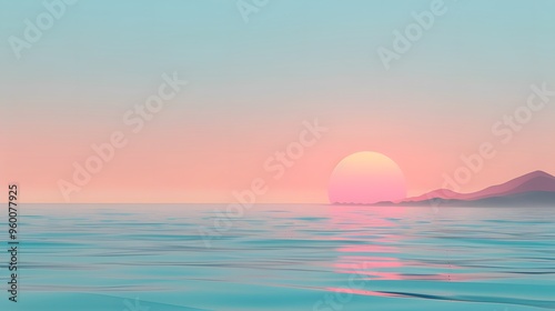 A delicate balance of pastel colors in a minimalistic sunrise scene AI generated