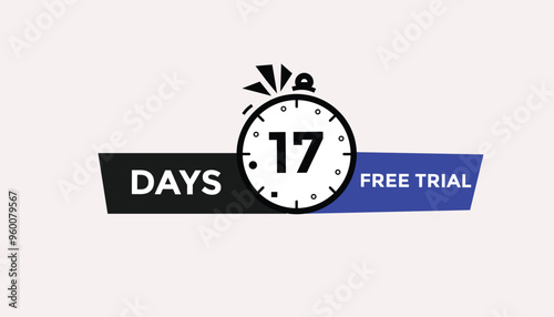 17 days free trial Countdown number banner templates. time icon. Vector Illustration 
