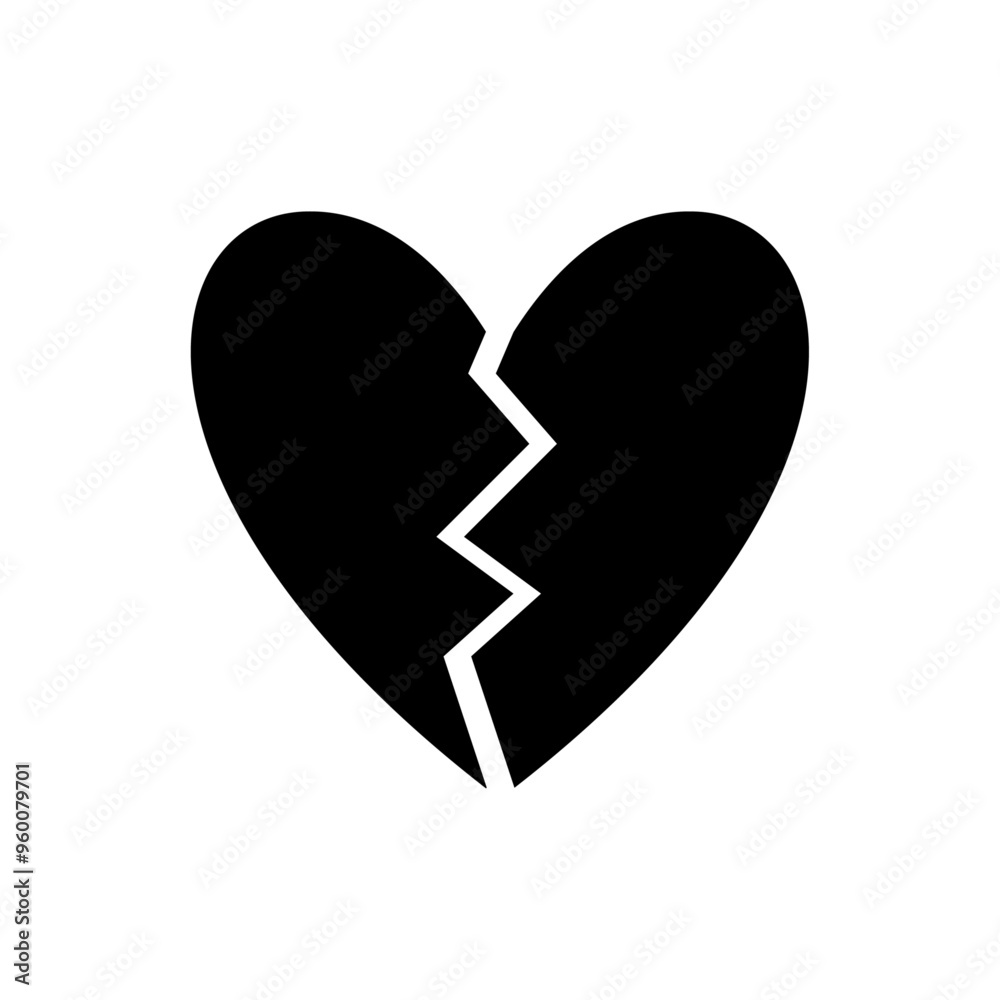 Broken heart icon on white background. Broken heart icon on white background.
