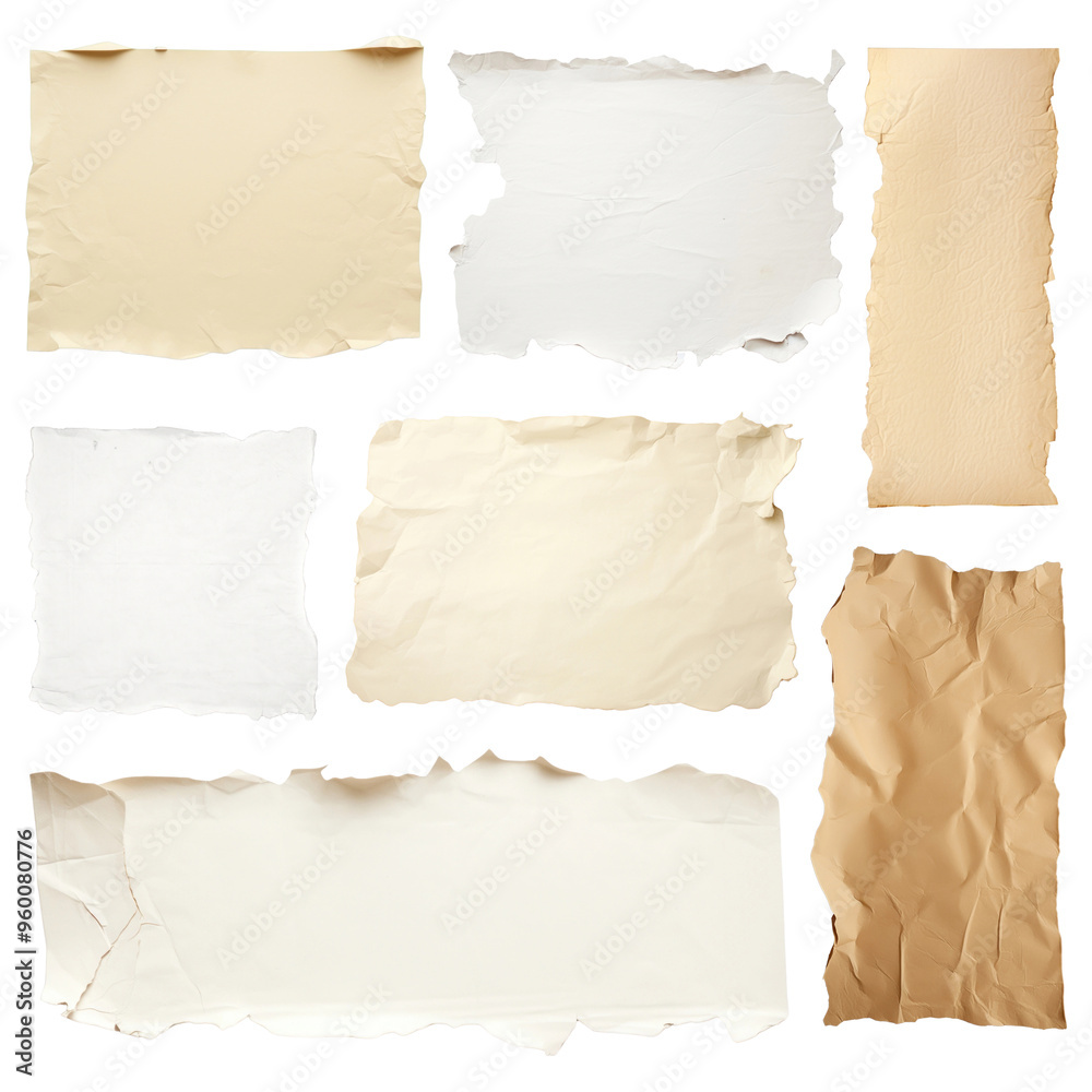 PNG torn paper element set, transparent background PNG torn paper element set, transparent background