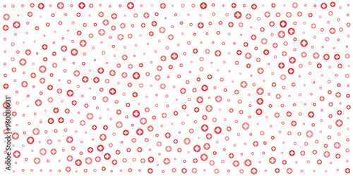 Vector medical background pattern with crosses. White cross in pink circle. Abstract design with geometric shapes. Mathematical symbol plus of different sizes. Stock illustration on white background.