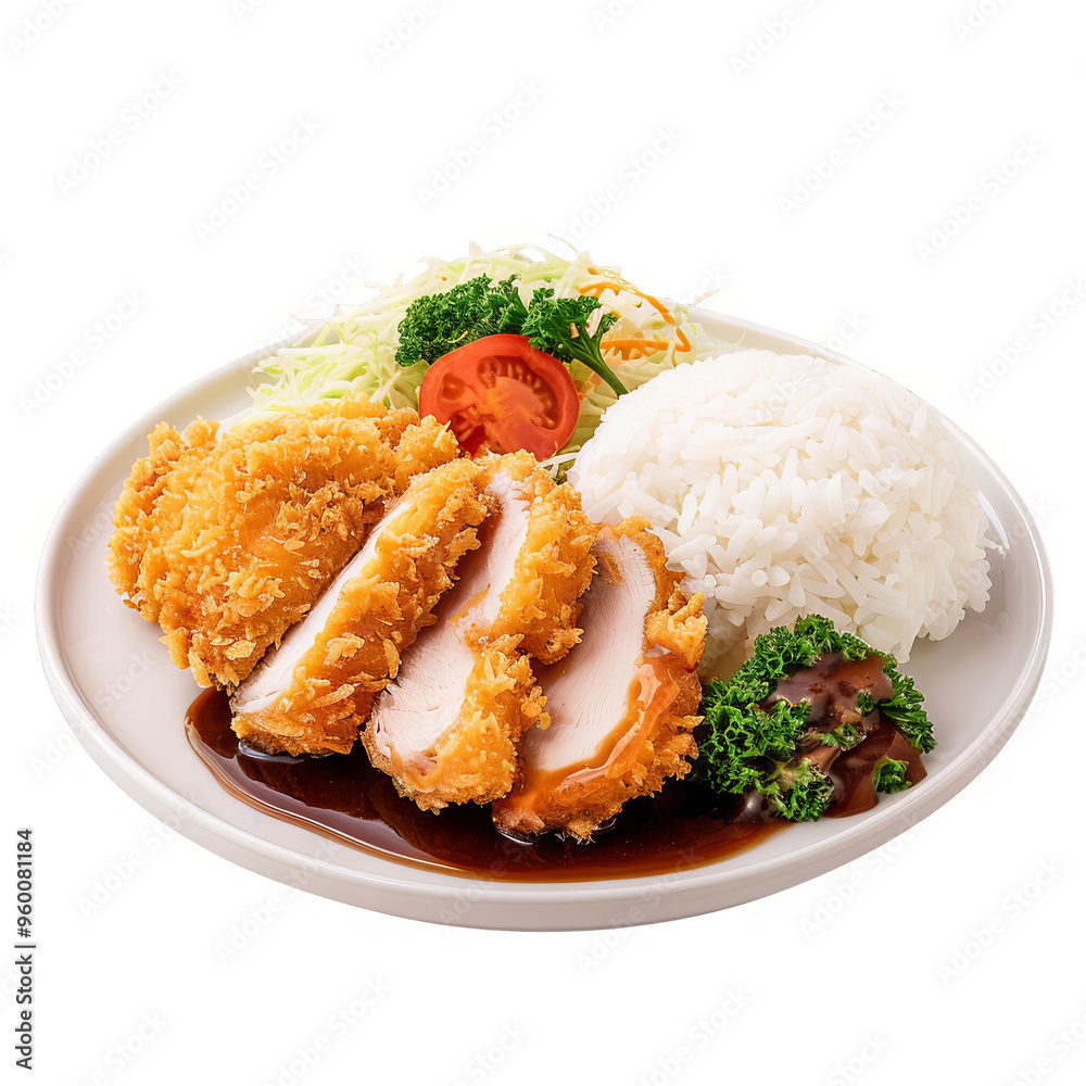 Chicken katsu isolated on plain no background Chicken katsu isolated on plain no background