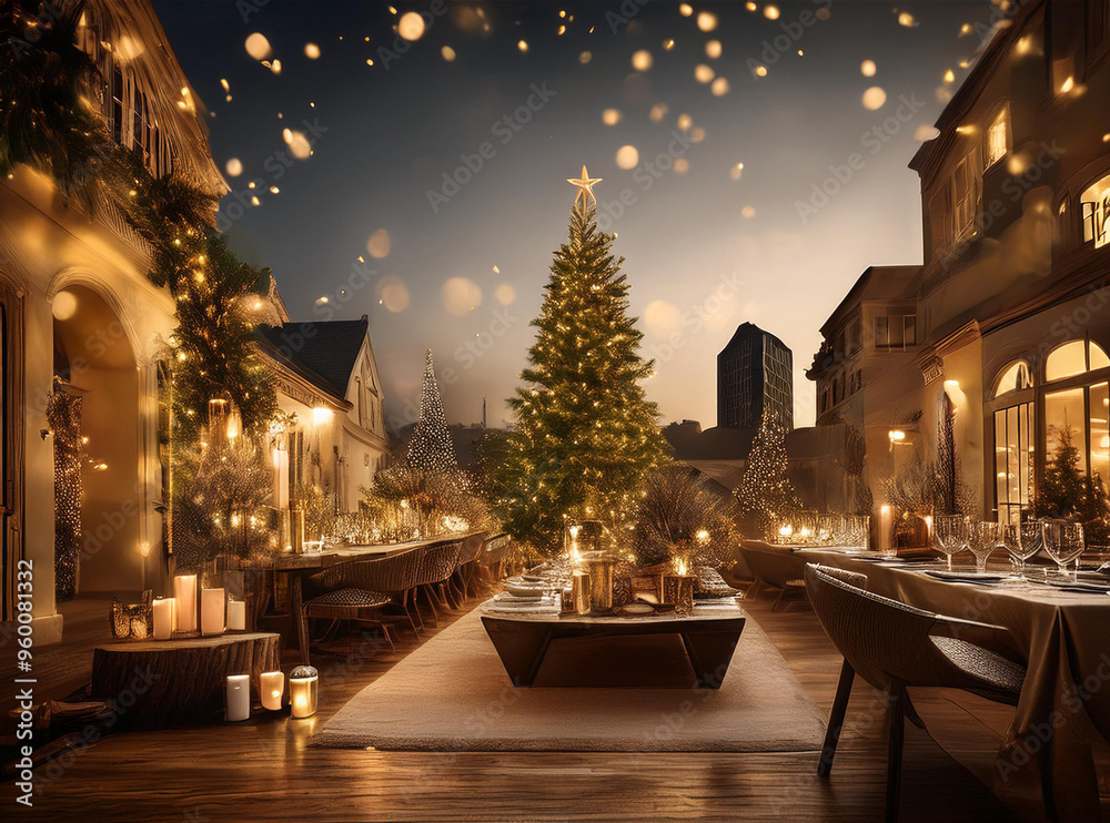 Fototapeta premium クリスマスツリーのある風景