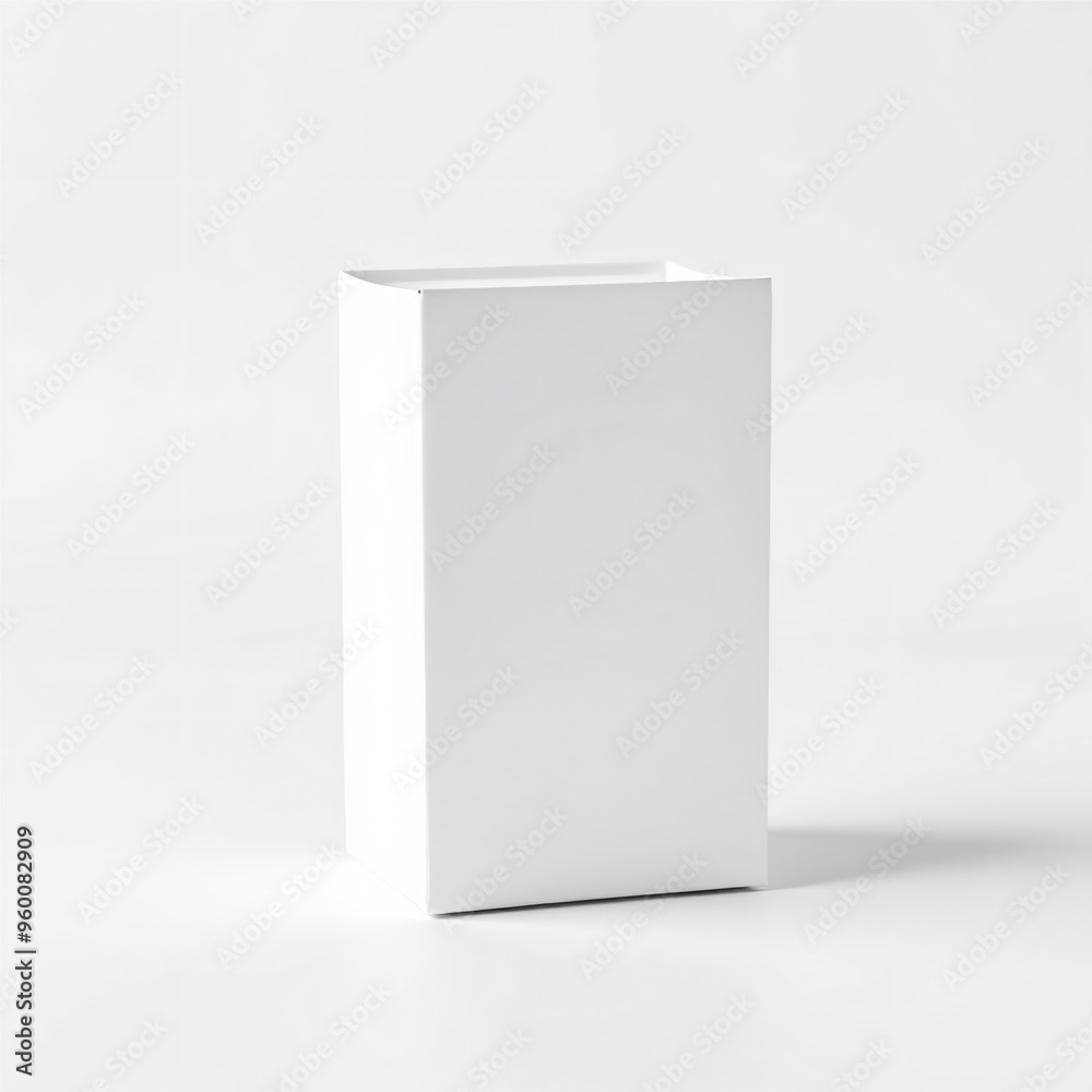 Naklejka premium a blank white box mockup displayed on a smooth white background