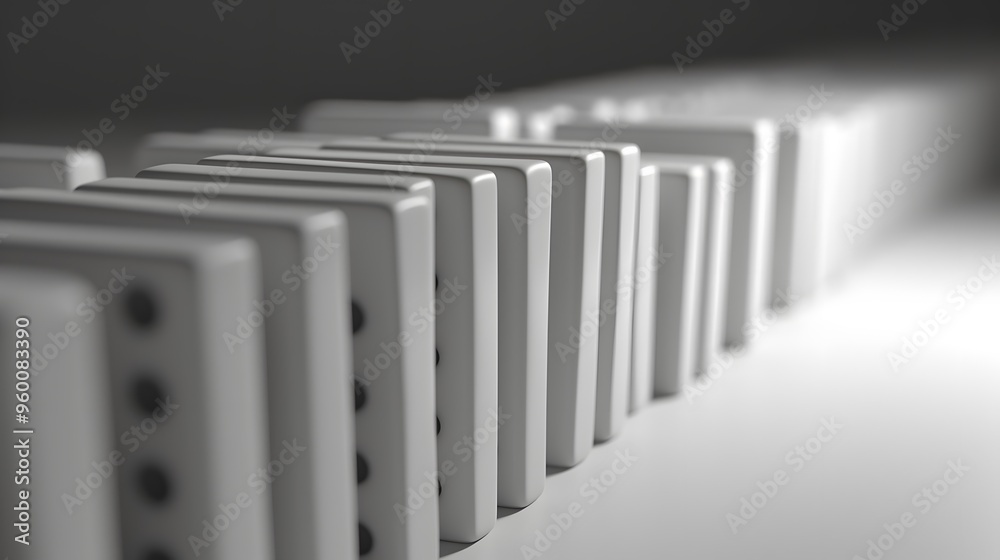 A slow cascade of minimalistic arranged dominoes AI generated illustration A slow cascade of minimalistic arranged dominoes AI generated illustration