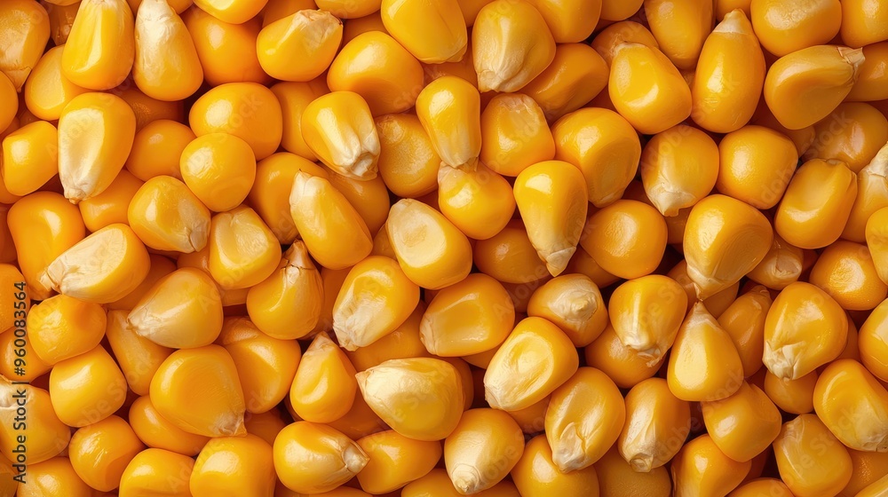 Close-up view of vibrant yellow corn kernels, perfect for showcasing agriculture, food production, or healthy eating concepts. Close-up view of vibrant yellow corn kernels, perfect for showcasing agriculture, food production, or healthy eating concepts.