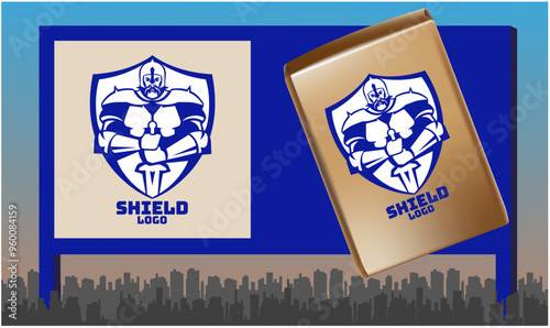 shield logo unit shield icon, Shield Fortress Castle Wall for Secure Strong Safe Protect logo design, Letter secure symbol logo design vector template Hero,Fighter Emblem, Arms, Warrior