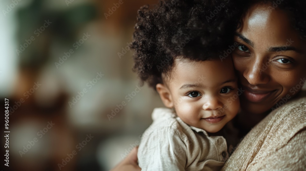 A mother lovingly hugs her young child, both smiling warmly, capturing a tender moment of familial affection in a cozy home setting filled with natural light. A mother lovingly hugs her young child, both smiling warmly, capturing a tender moment of familial affection in a cozy home setting filled with natural light.