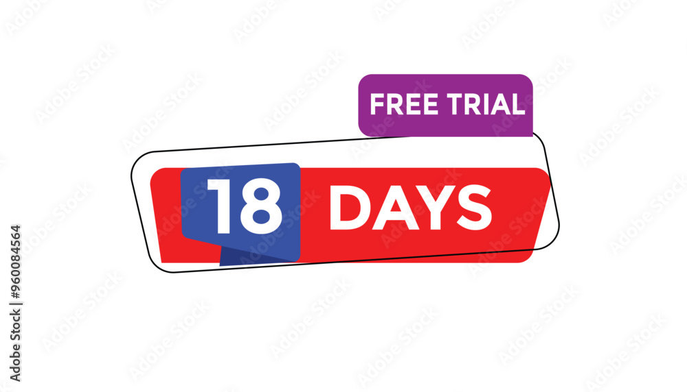 18 days free trial Countdown number banner templates. time icon. Vector Illustration 18 days free trial Countdown number banner templates. time icon. Vector Illustration