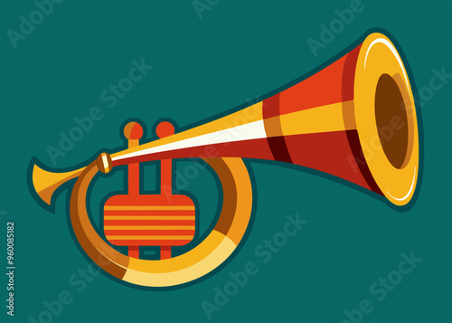 Retro Post horn. Hunting bugle vector illustration