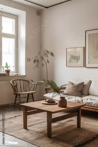 A warm vintage apartment decorated with a minimalistic approach   AI generated illustration