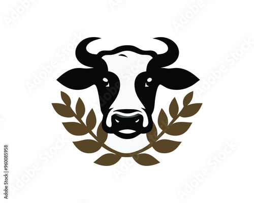 Cow logo vector. cow head logo. Animal farm. Cow icon. Dairy product symbol vector illustration.