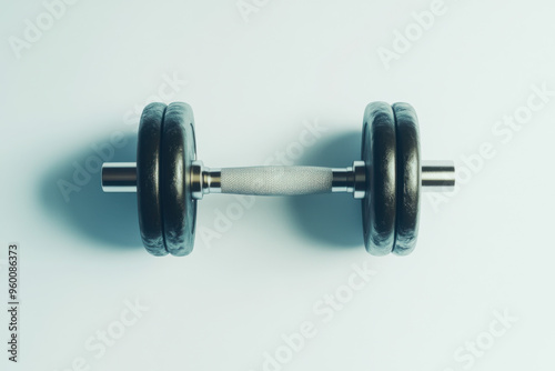 Solid Dumbbell Weight on Pure White Background