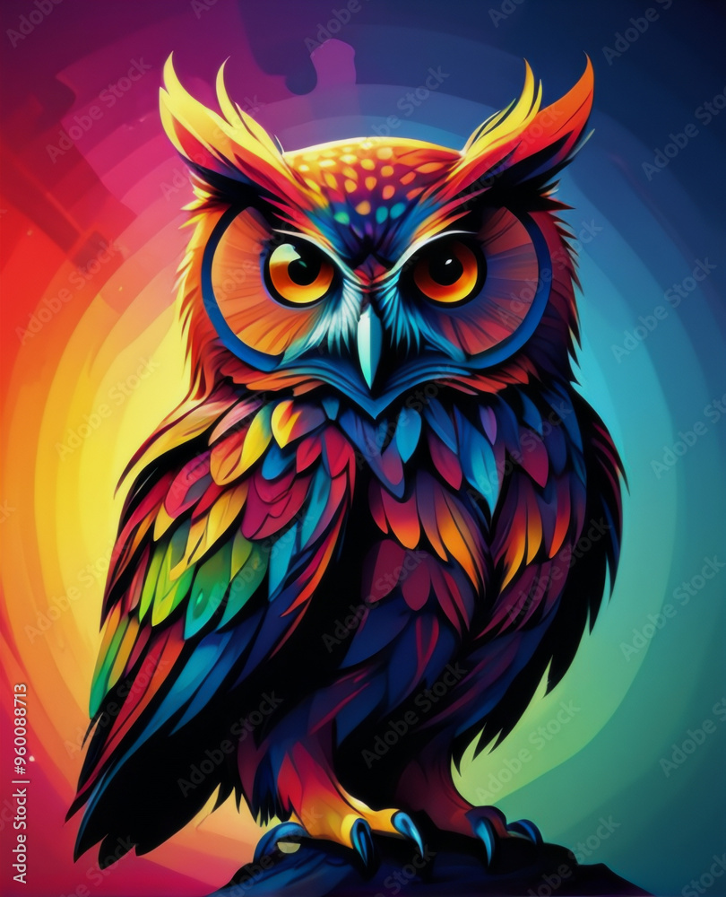 Fototapeta premium An illustration of owl mandala style image, colorful owl, 
