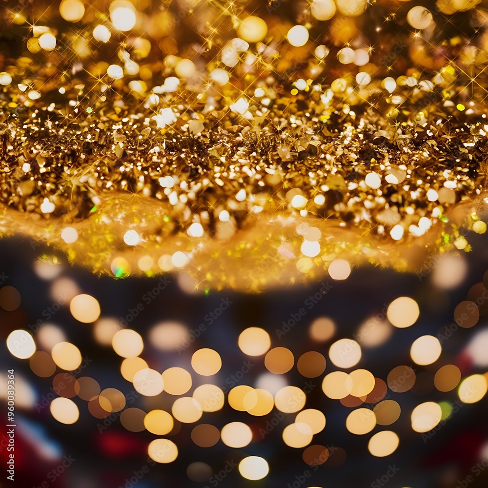 Golden festive glitter background with defocused lights Golden festive glitter background with defocused lights