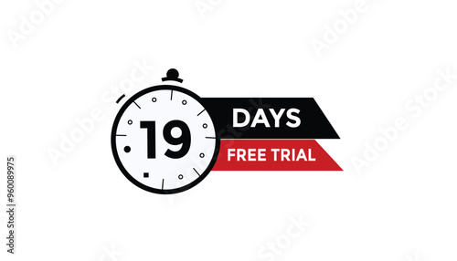 19 days free trial Countdown number banner templates. time icon. Vector Illustration