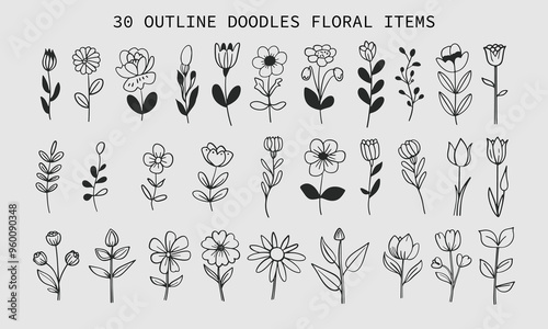 doodle floral collection set