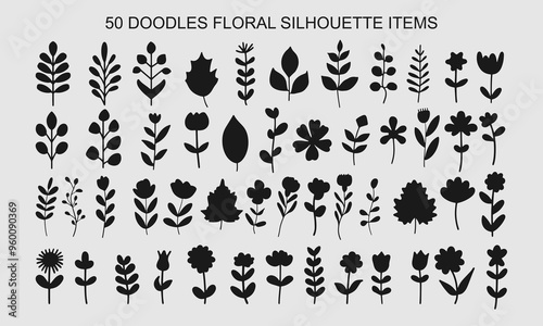 silhouette floral doodle