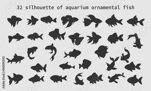 set of fish silhouettes