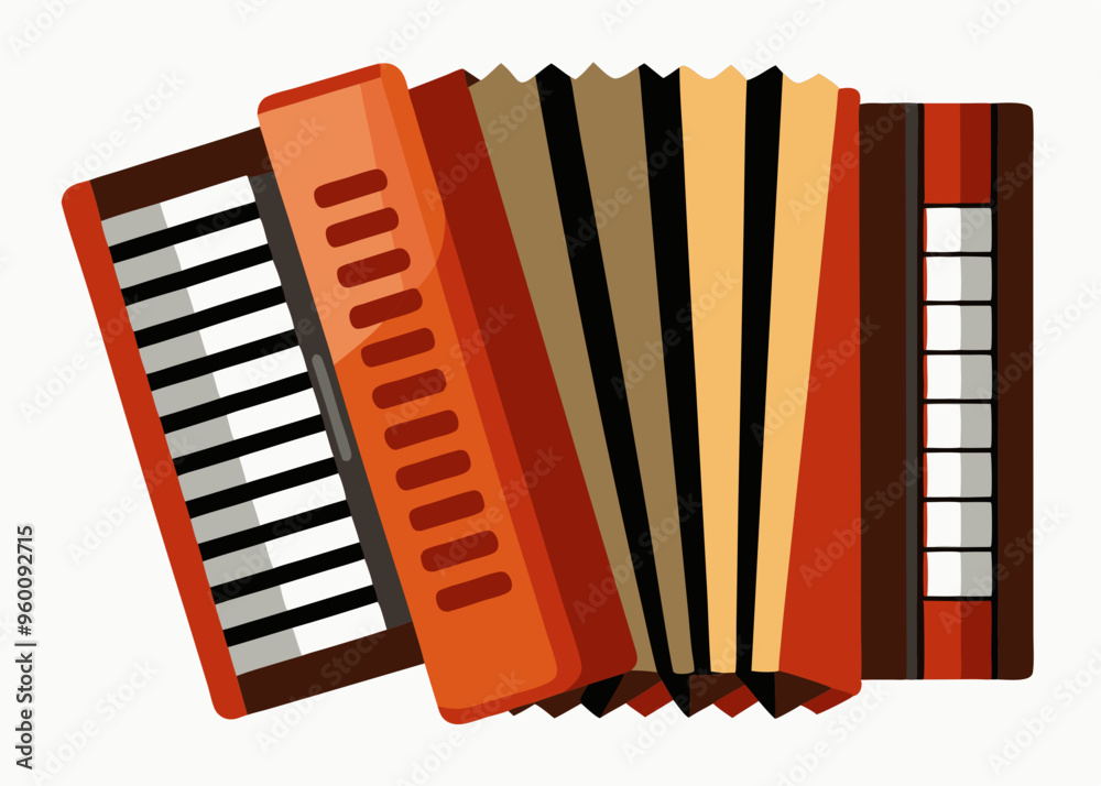 Accordion musical instrument isolated on white background 