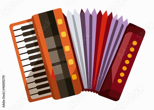 Accordion musical instrument isolated on white background 