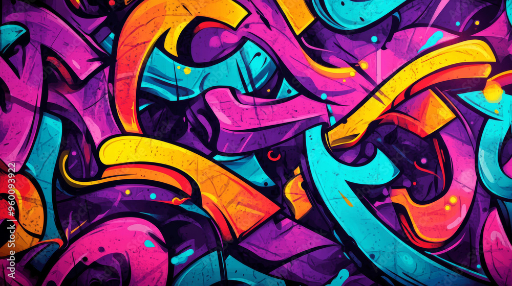 A cool, colorful background with abstract graffiti designs, perfect for hip-hop style projects. A cool, colorful background with abstract graffiti designs, perfect for hip-hop style projects.