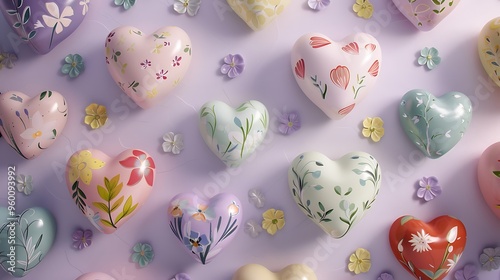 soft pastel color heart decorated background 