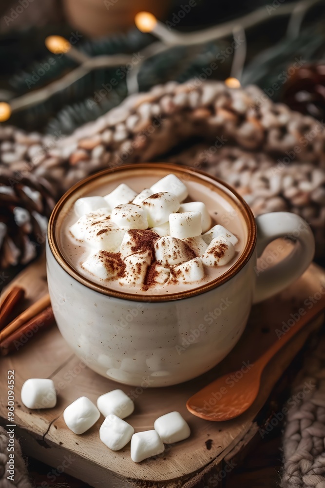 Minimalist design of hot cocoa in a rustic mug AI generated illustration Minimalist design of hot cocoa in a rustic mug AI generated illustration