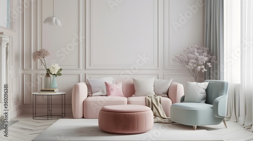 Muted rose and pale mint tones creating a cozy and comforting ambiance  AI generated illustration
