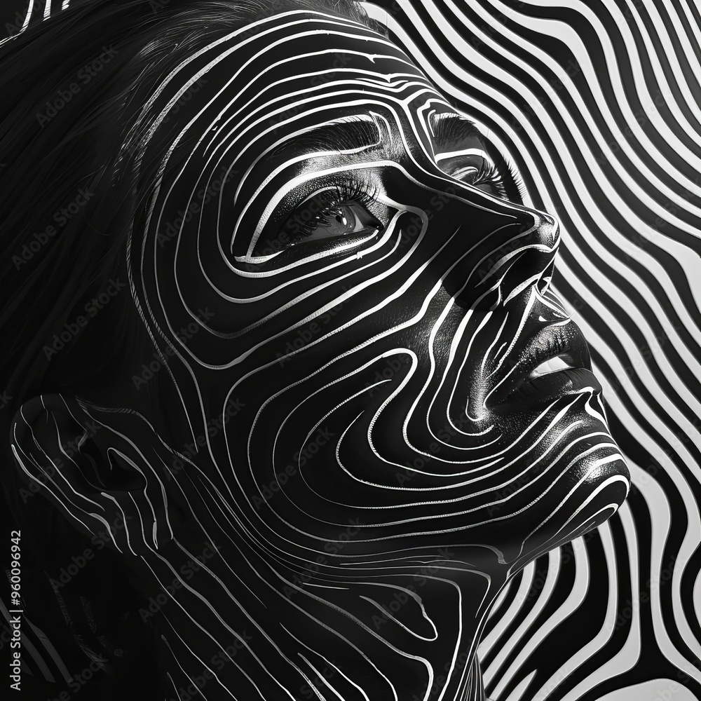woman face and lines asmr graphics. woman face and lines asmr graphics.